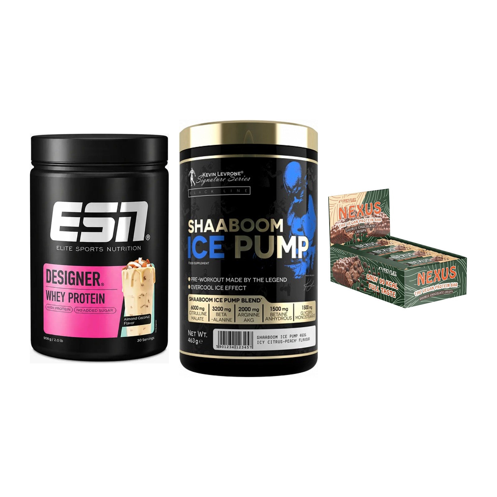 Home-Gym-Starter: ESN Designer + Kevin Levrone + 5× ProFuel Nexus – alle enthaltenen Artikel