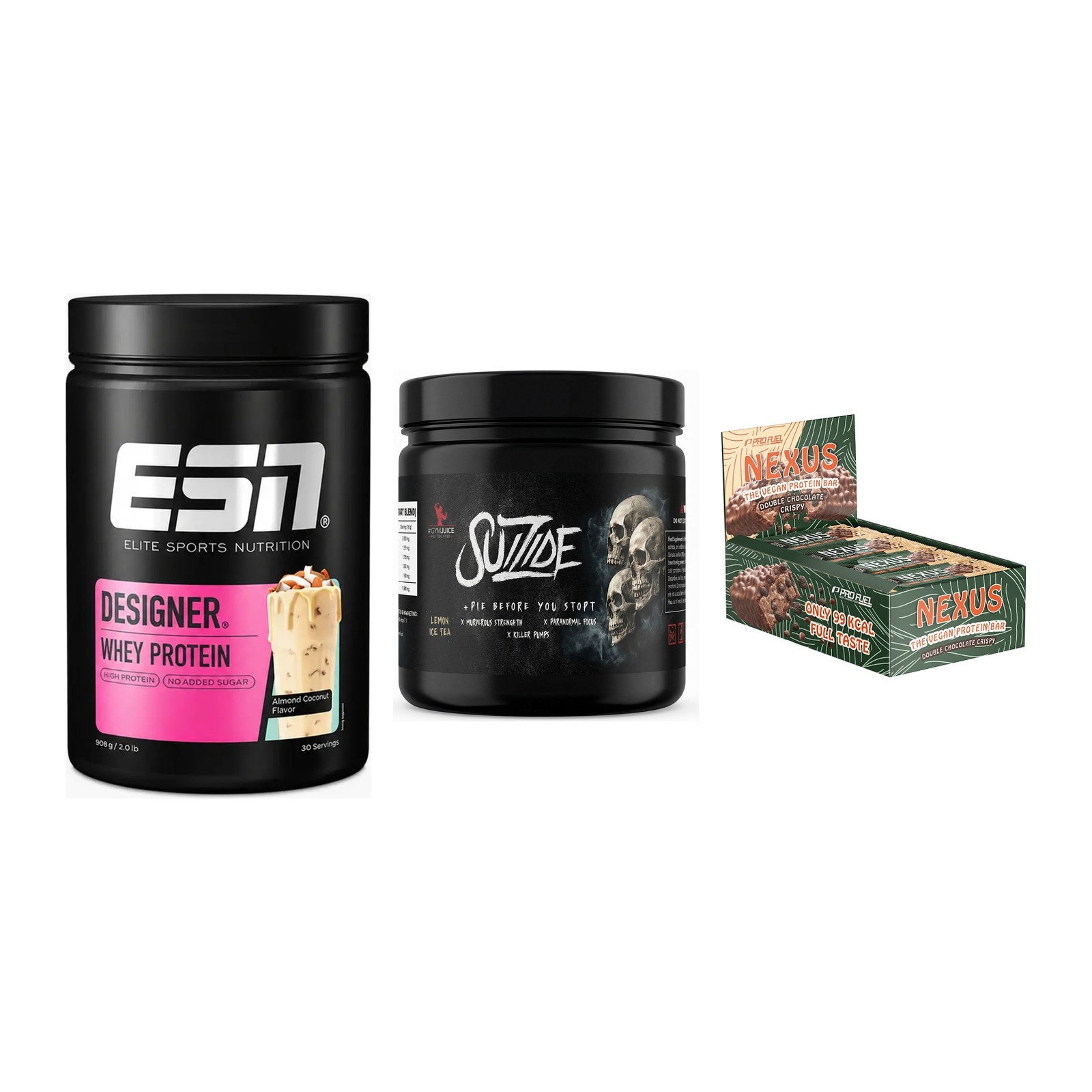 Home-Gym-Starter: ESN Designer + #GYMJUICE + 5× ProFuel Nexus – alle enthaltenen Artikel