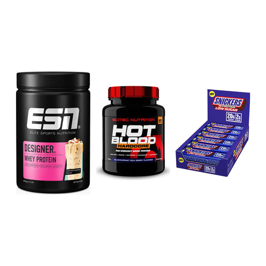 Home-Gym-Starter: ESN Designer + Scitec Hot + 5× Snickers LOW – alle enthaltenen Artikel
