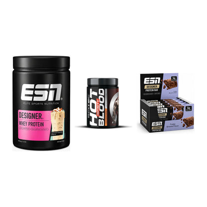 Home-Gym-Starter: ESN Designer Whey + Scitec Hot Blood + 1 weitere – alle enthaltenen Artikel