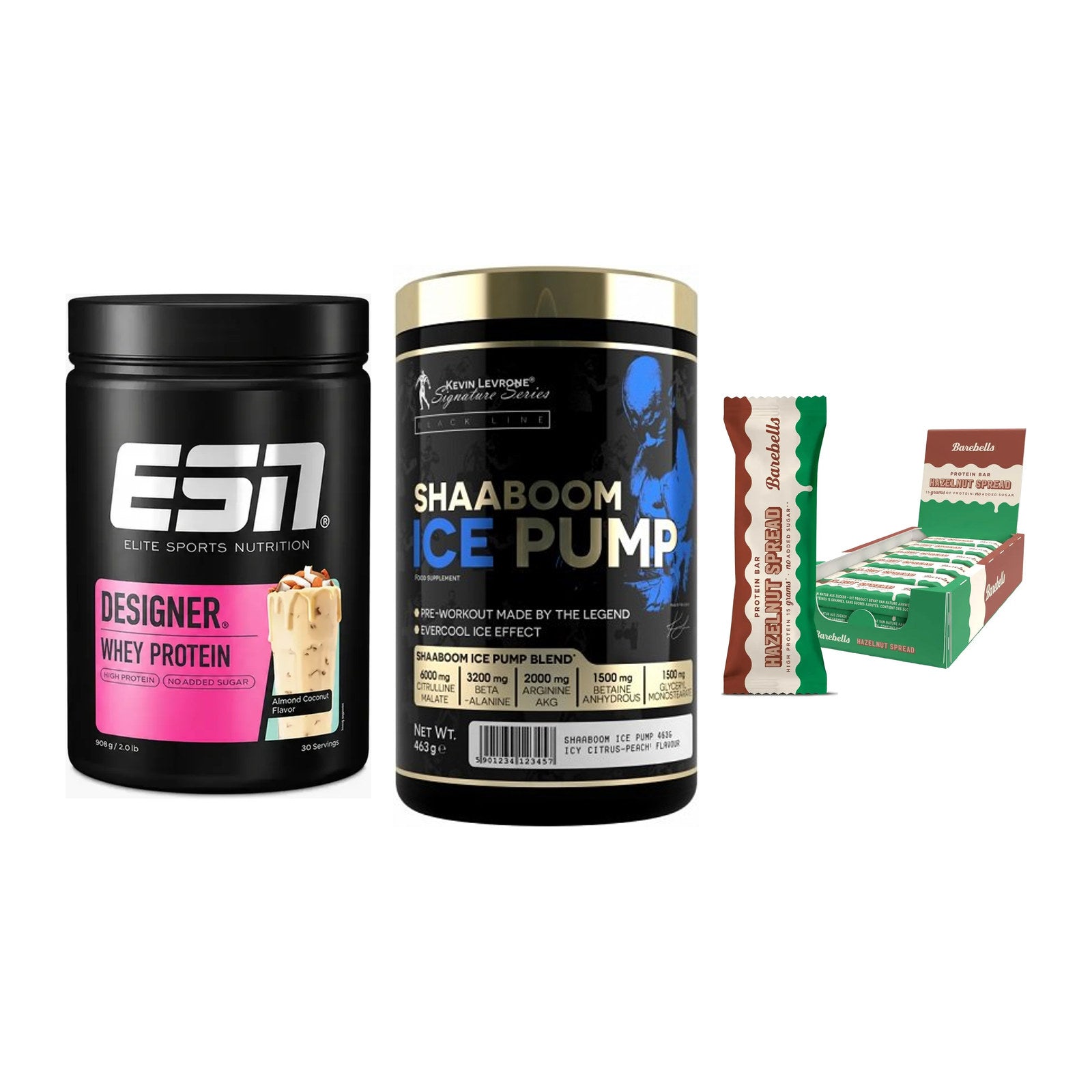 Home-Gym-Starter: ESN Designer + Kevin Levrone + 5× Barebells – alle enthaltenen Artikel