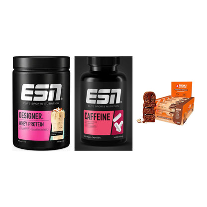 Home-Gym-Starter: ESN Designer + ESN Caffeine + 5× MaxiNutrition – alle enthaltenen Artikel