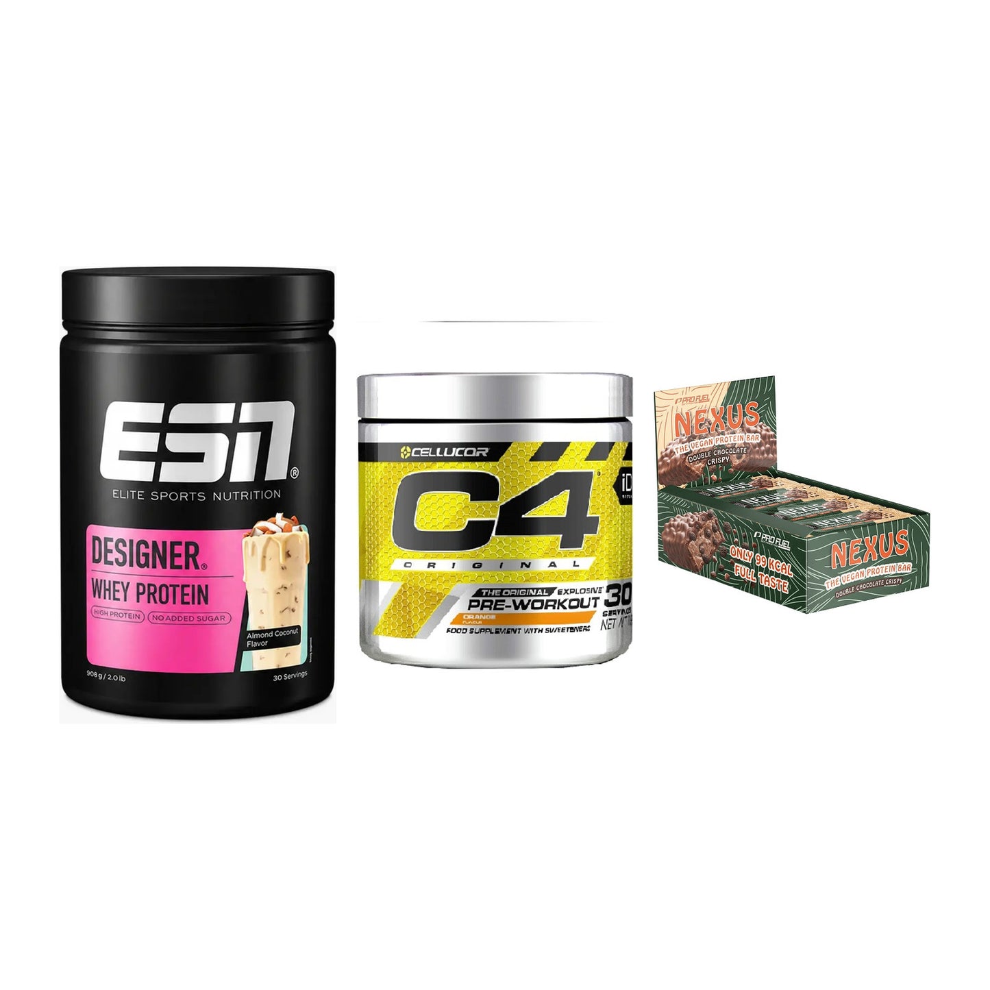 Home-Gym-Starter: ESN Designer + Cellucor C4 + 5× ProFuel Nexus – alle enthaltenen Artikel