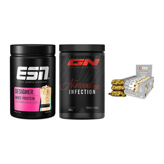 Home-Gym-Starter: ESN Designer + GN Narcotica + 5× MaxiNutrition – alle enthaltenen Artikel
