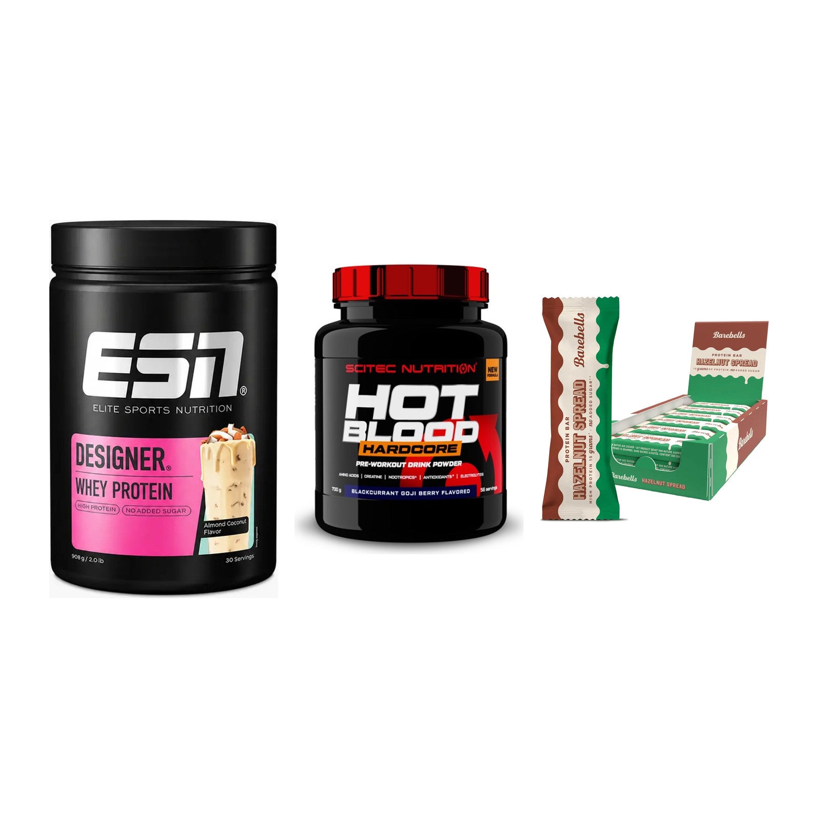 Home-Gym-Starter: ESN Designer + Scitec Hot + 5× Barebells – alle enthaltenen Artikel
