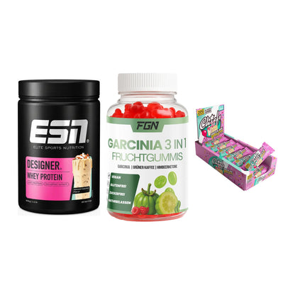 Home-Gym-Starter: ESN Designer + FGN Garcinia 60 + 5× Chiefs Protein – alle enthaltenen Artikel