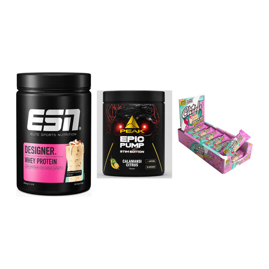 Home-Gym-Starter: ESN Designer + Peak Epic Pump + 5× Chiefs Protein – alle enthaltenen Artikel