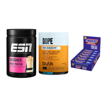 Home-Gym-Starter: ESN Designer + Bulk Dope + 5× Snickers LOW – alle enthaltenen Artikel