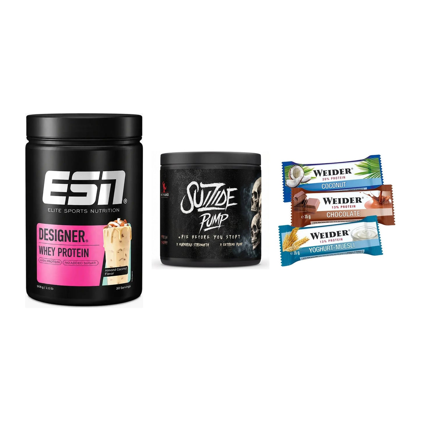 Home-Gym-Starter: ESN Designer + #GYMJUICE + 5× Weider BAR – alle enthaltenen Artikel
