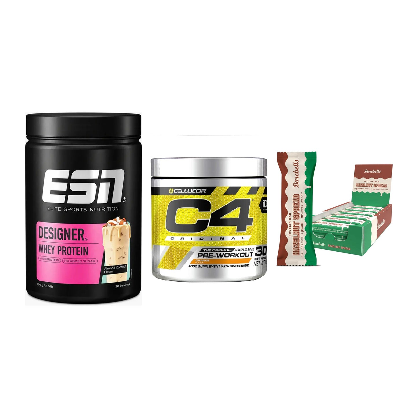 Home-Gym-Starter: ESN Designer + Cellucor C4 + 5× Barebells – alle enthaltenen Artikel