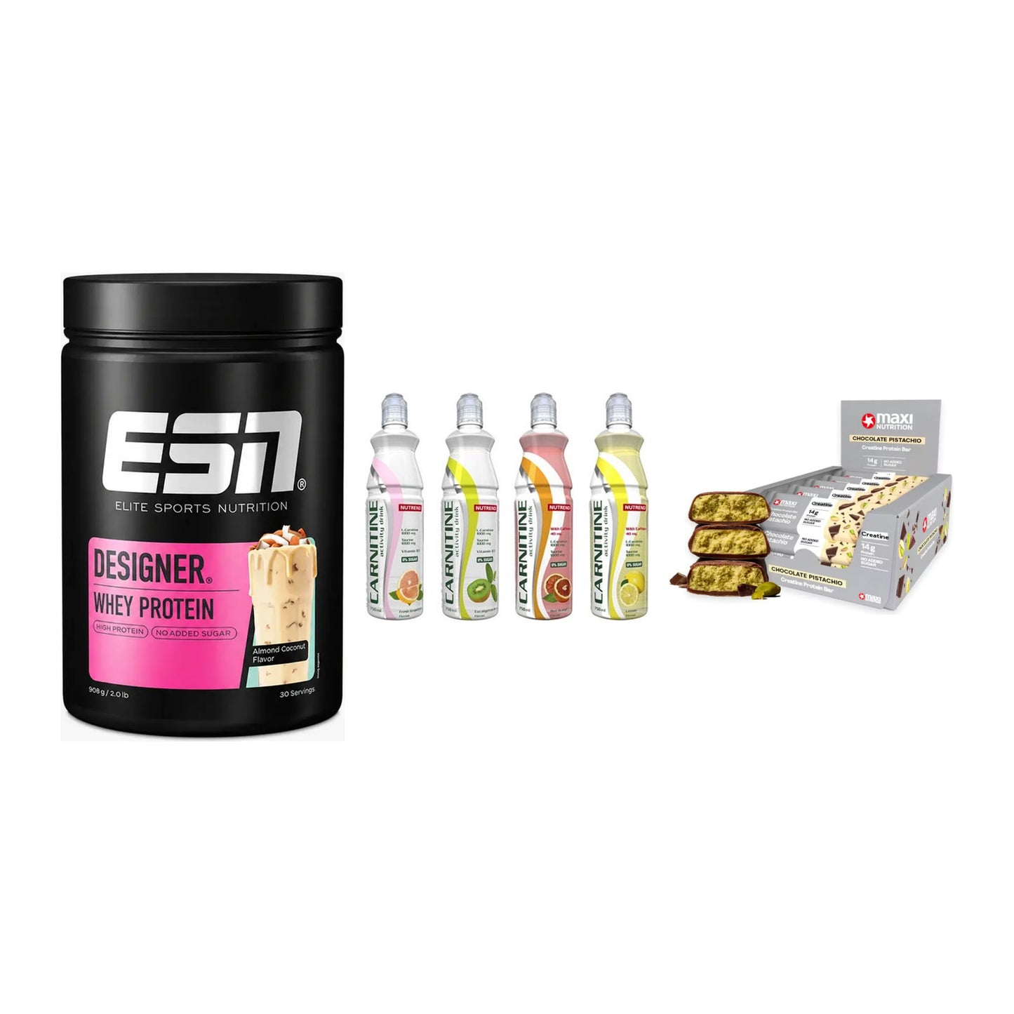 Home-Gym-Starter: ESN Designer + Nutrend Activit + 5× MaxiNutrition – alle enthaltenen Artikel