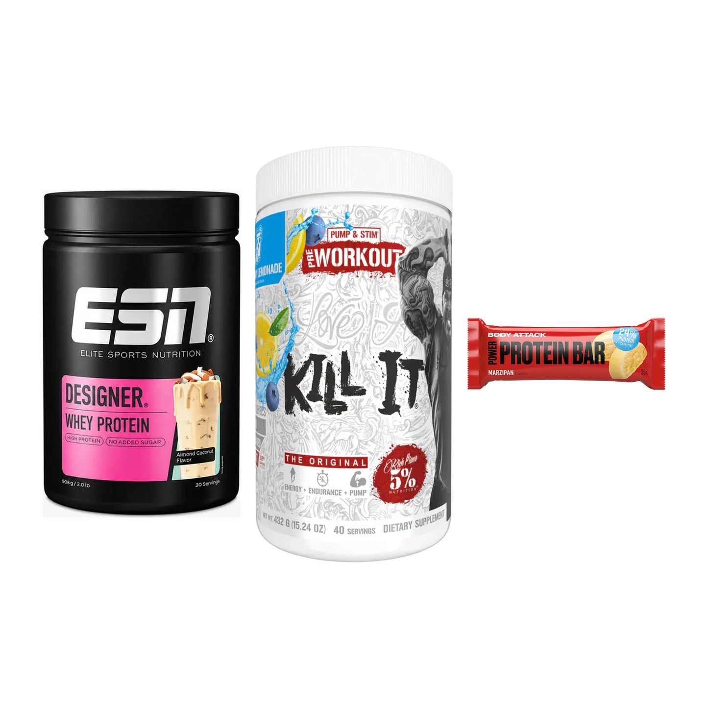 Home-Gym-Starter: ESN Designer + Rich Piana 5% + 5× Body Attack – alle enthaltenen Artikel