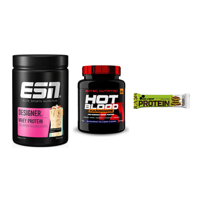 Home-Gym-Starter: ESN Designer + Scitec Hot + 5× Olimp Protein – alle enthaltenen Artikel