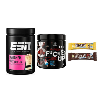 Home-Gym-Starter: ESN Designer + Swedish Supplem + 5× M&M Protein Bar – alle enthaltenen Artikel