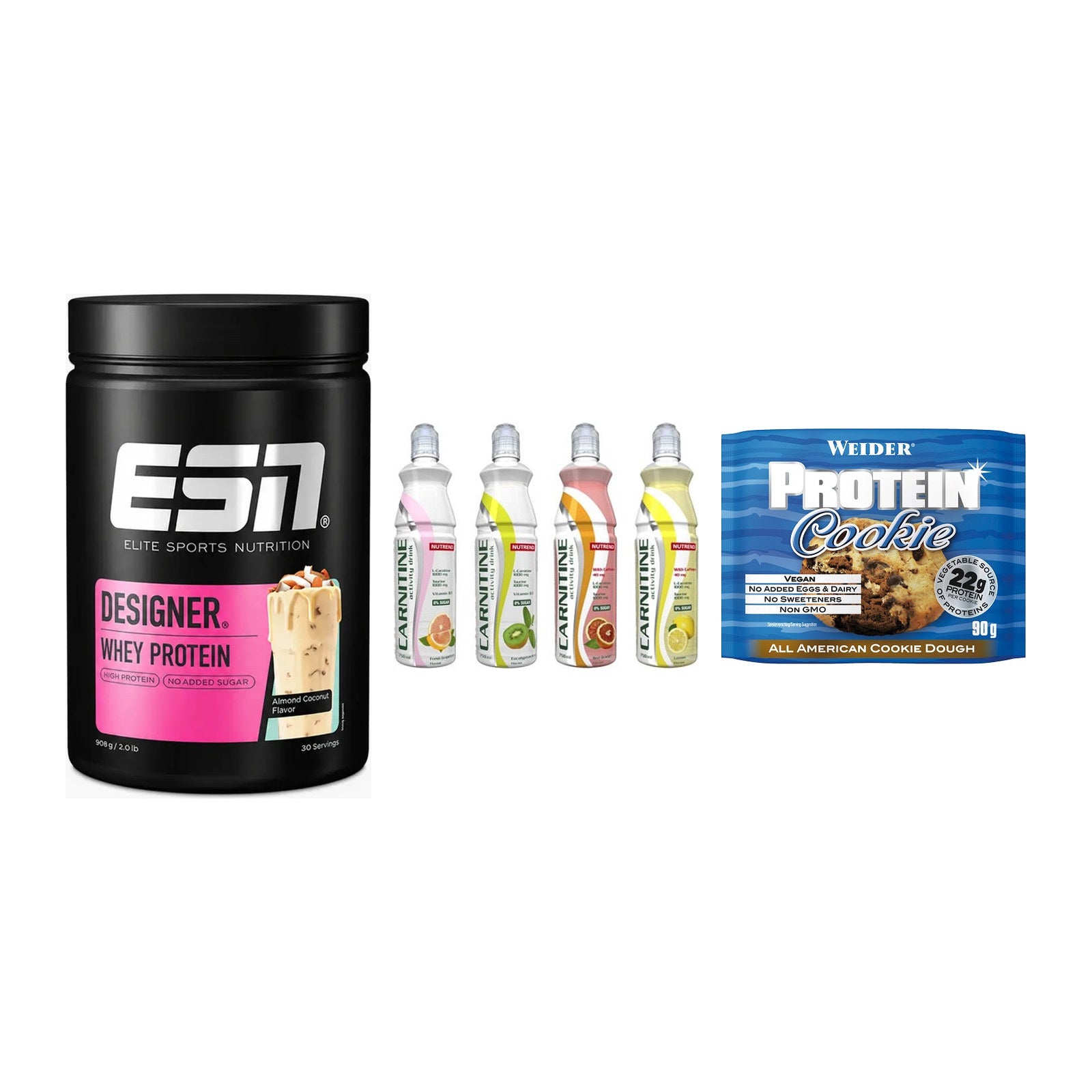 Home-Gym-Starter: ESN Designer + Nutrend Activit + 5× Weider Protein – alle enthaltenen Artikel