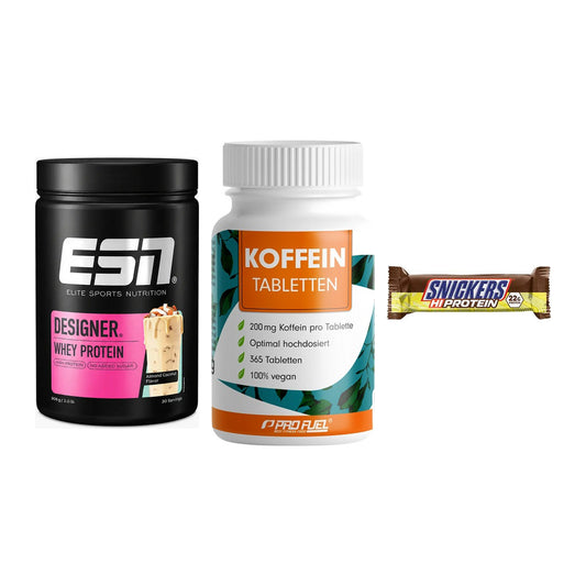 Home-Gym-Starter: ESN Designer + ProFuel Koffein + 5× Snickers High – alle enthaltenen Artikel