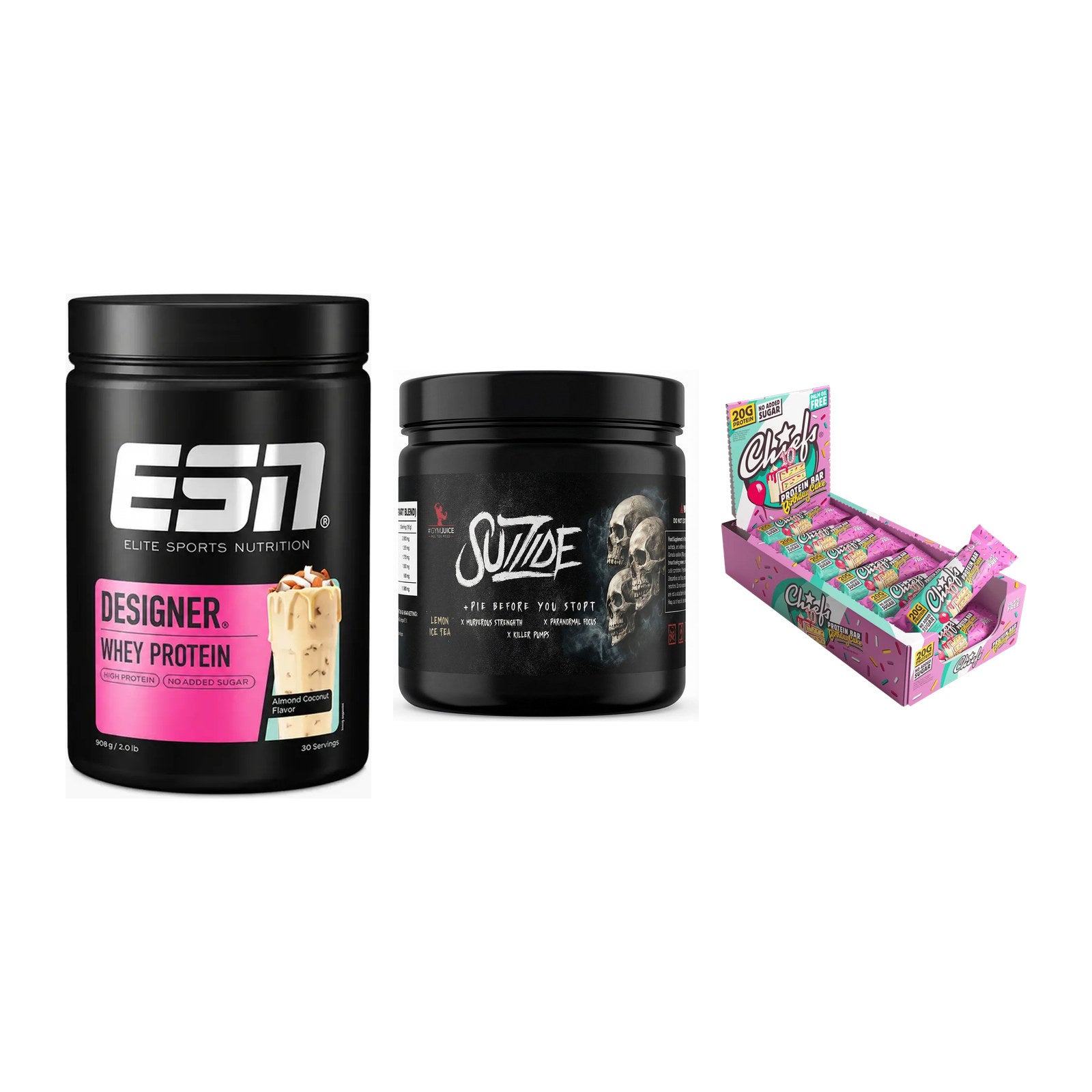 Home-Gym-Starter: ESN Designer + #GYMJUICE + 5× Chiefs Protein – alle enthaltenen Artikel