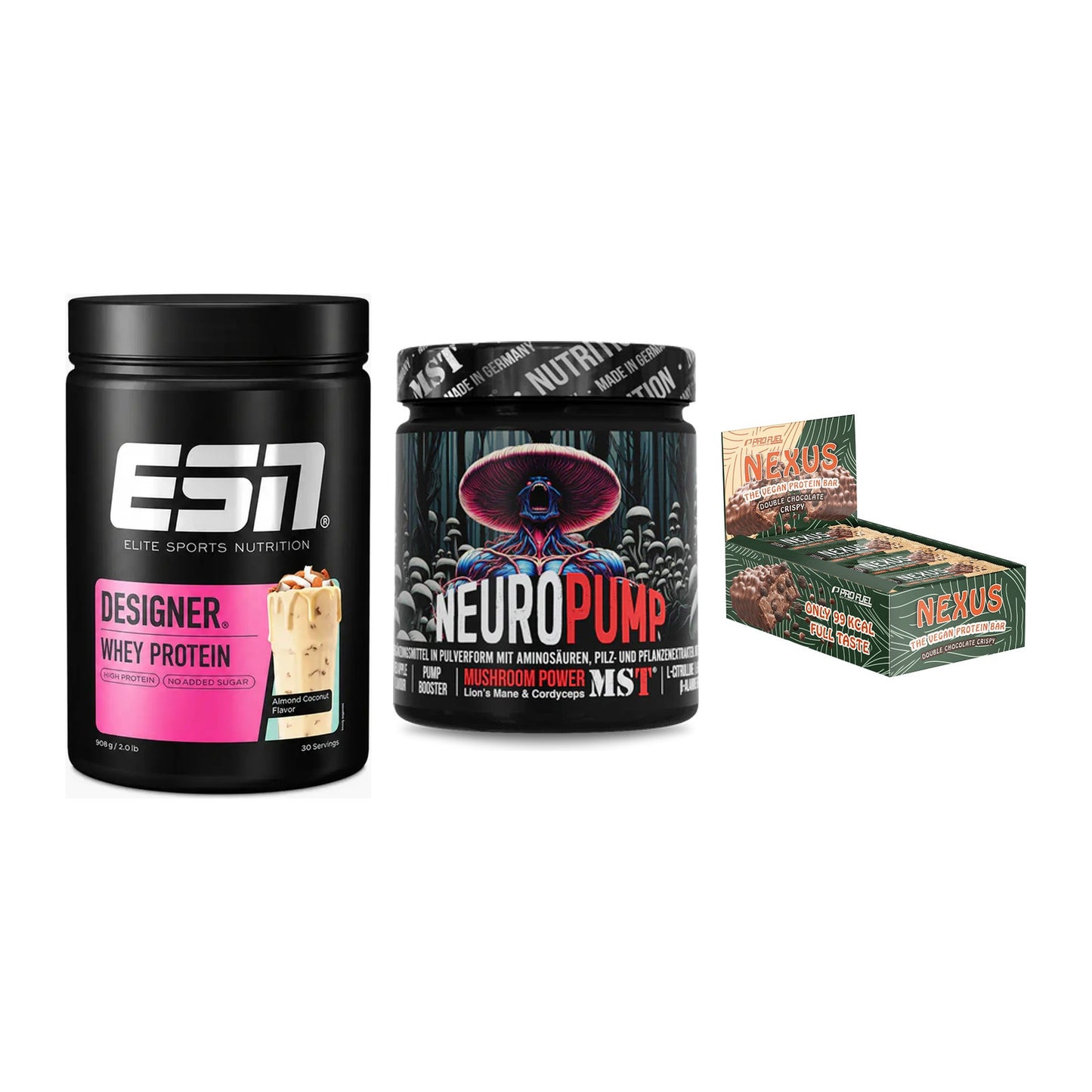 Home-Gym-Starter: ESN Designer + MST NeuroPump + 5× ProFuel Nexus – alle enthaltenen Artikel