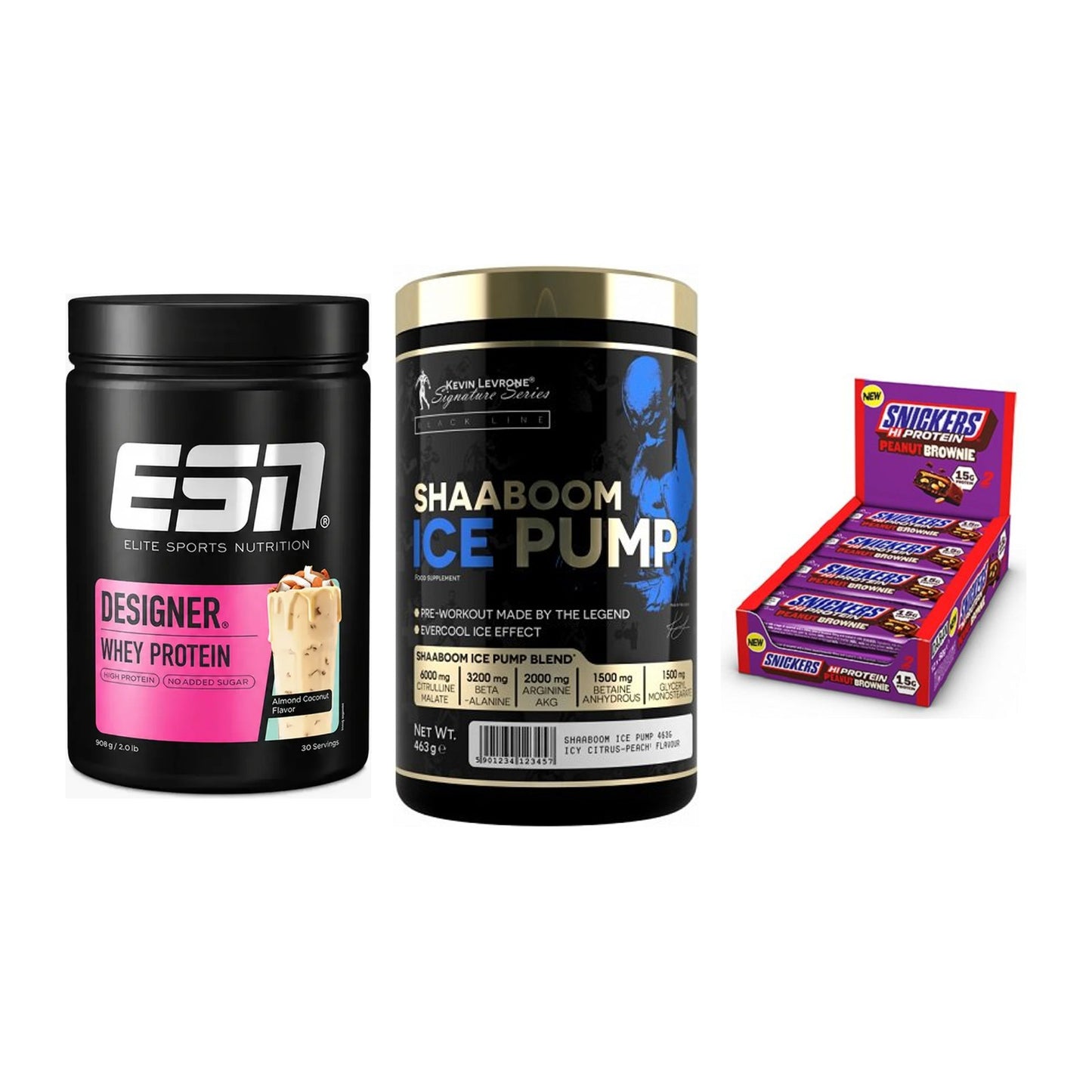 Home-Gym-Starter: ESN Designer + Kevin Levrone + 5× Snickers High – alle enthaltenen Artikel