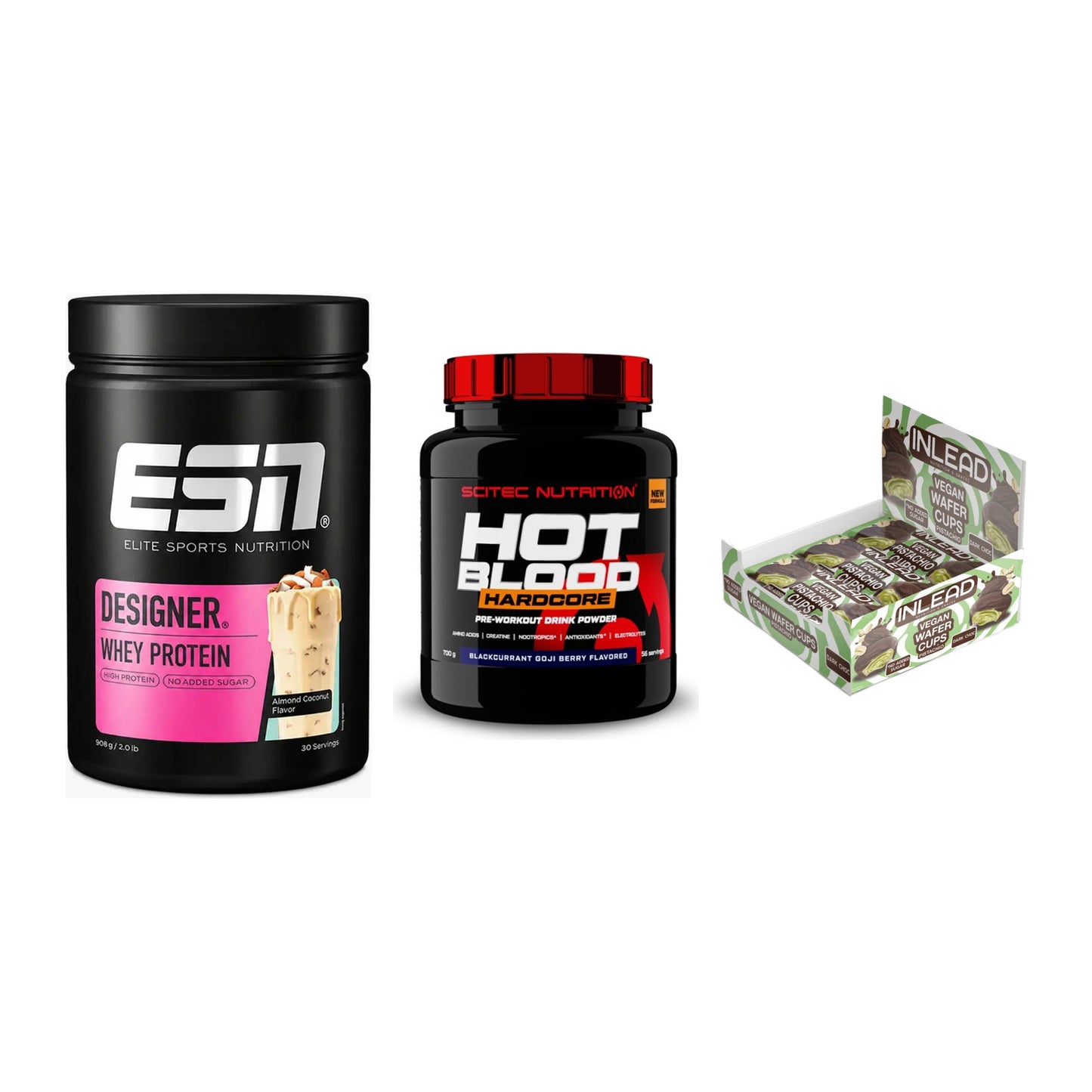 Home-Gym-Starter: ESN Designer + Scitec Hot + 5× INLEAD Wafer – alle enthaltenen Artikel