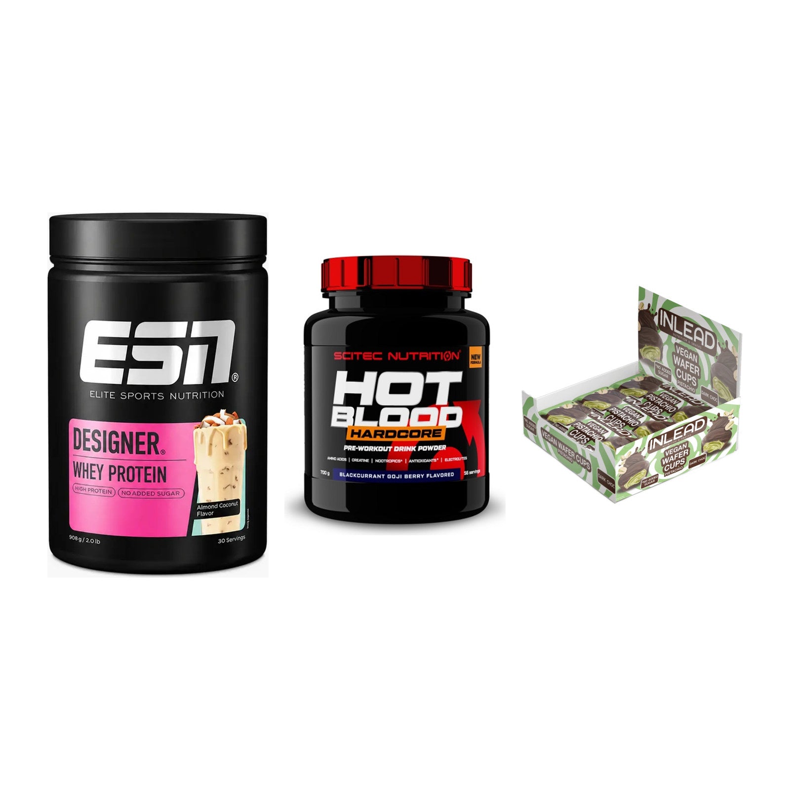 Home-Gym-Starter: ESN Designer + Scitec Hot + 5× INLEAD Wafer – alle enthaltenen Artikel