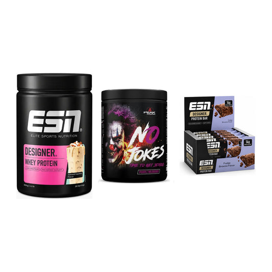Home-Gym-Starter: ESN Designer Whey + Peak No Jokes + 1 weitere – alle enthaltenen Artikel