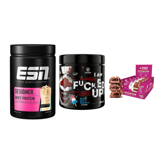 Home-Gym-Starter: ESN Designer + Swedish Supplem + 5× MaxiNutrition – alle enthaltenen Artikel