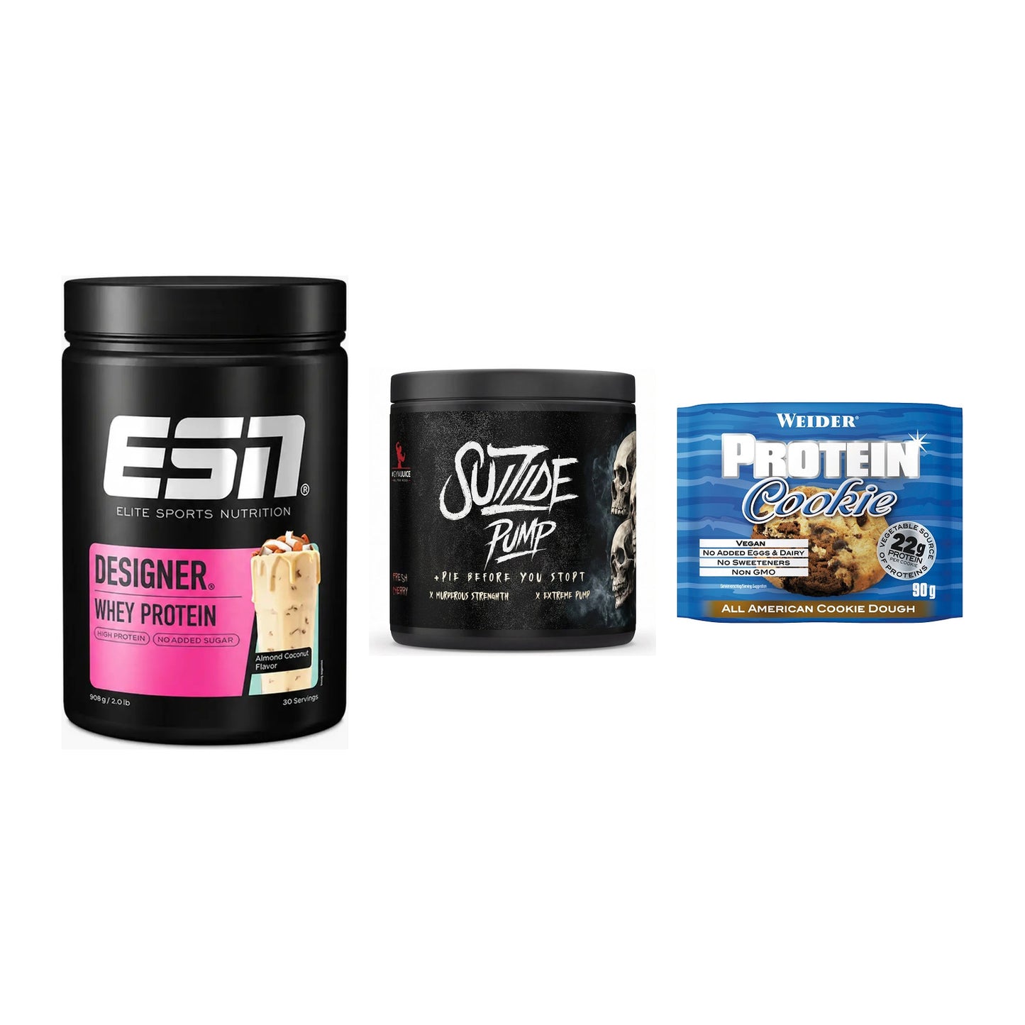 Home-Gym-Starter: ESN Designer + #GYMJUICE + 5× Weider Protein – alle enthaltenen Artikel