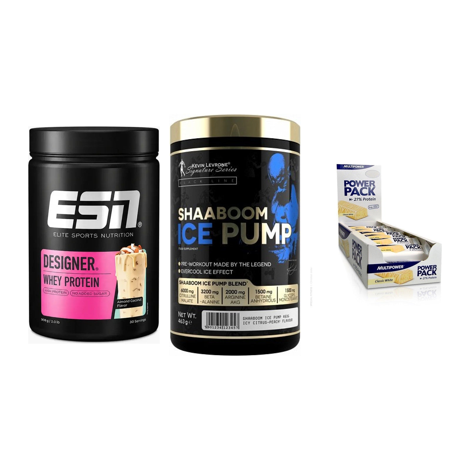 Home-Gym-Starter: ESN Designer + Kevin Levrone + 5× Multipower – alle enthaltenen Artikel