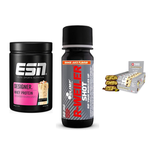Home-Gym-Starter: ESN Designer + Olimp R-Weiler + 5× MaxiNutrition – alle enthaltenen Artikel