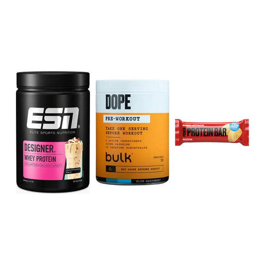 Home-Gym-Starter: ESN Designer + Bulk Dope + 5× Body Attack – alle enthaltenen Artikel