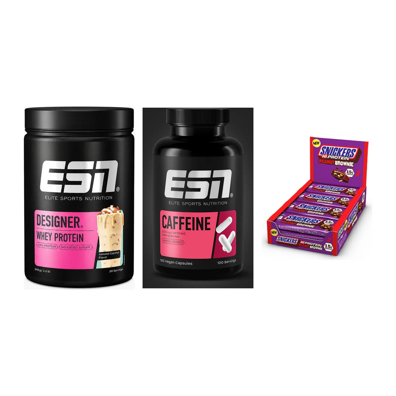 Home-Gym-Starter: ESN Designer + ESN Caffeine + 5× Snickers High – alle enthaltenen Artikel
