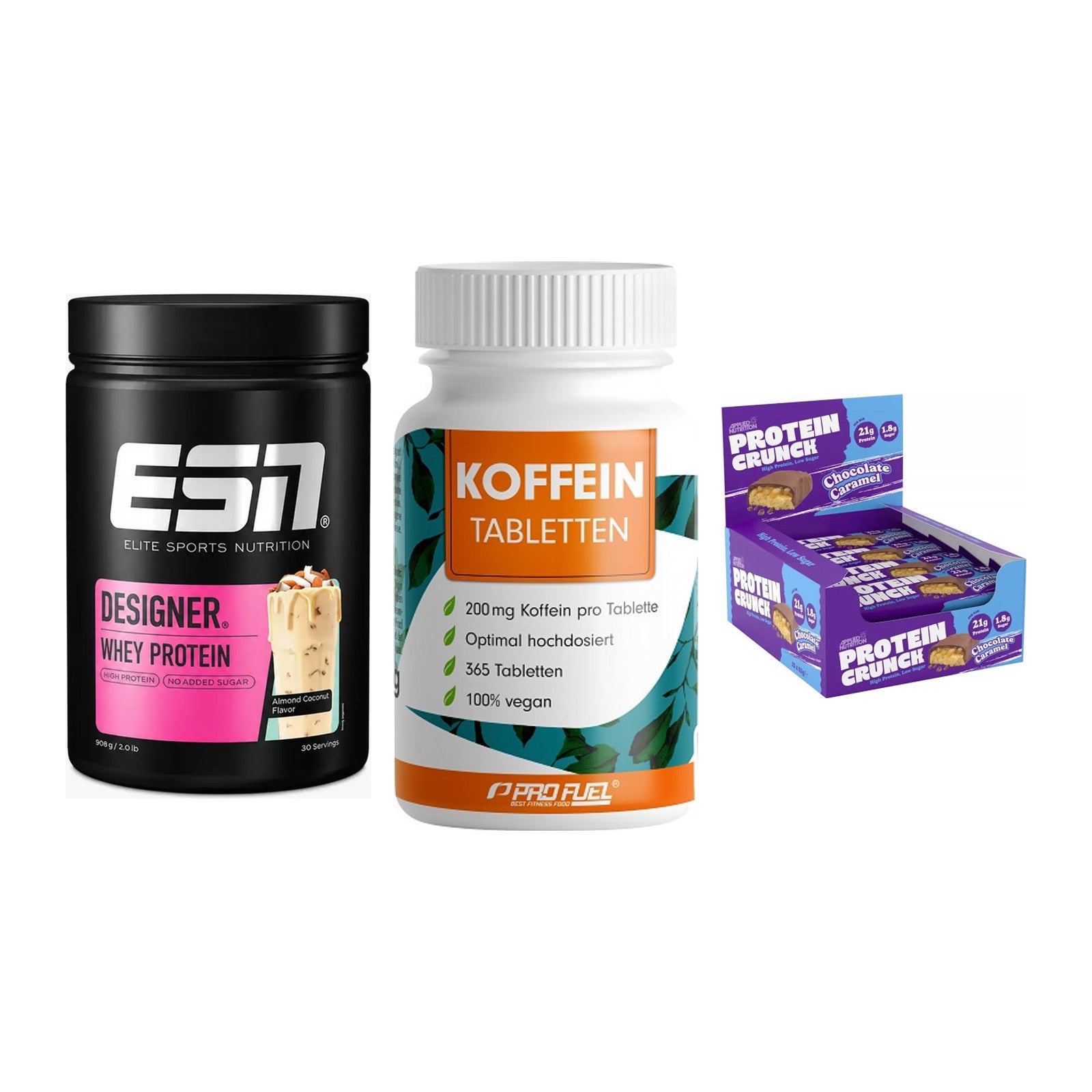 Home-Gym-Starter: ESN Designer + ProFuel Koffein + 5× Applied Protein – alle enthaltenen Artikel
