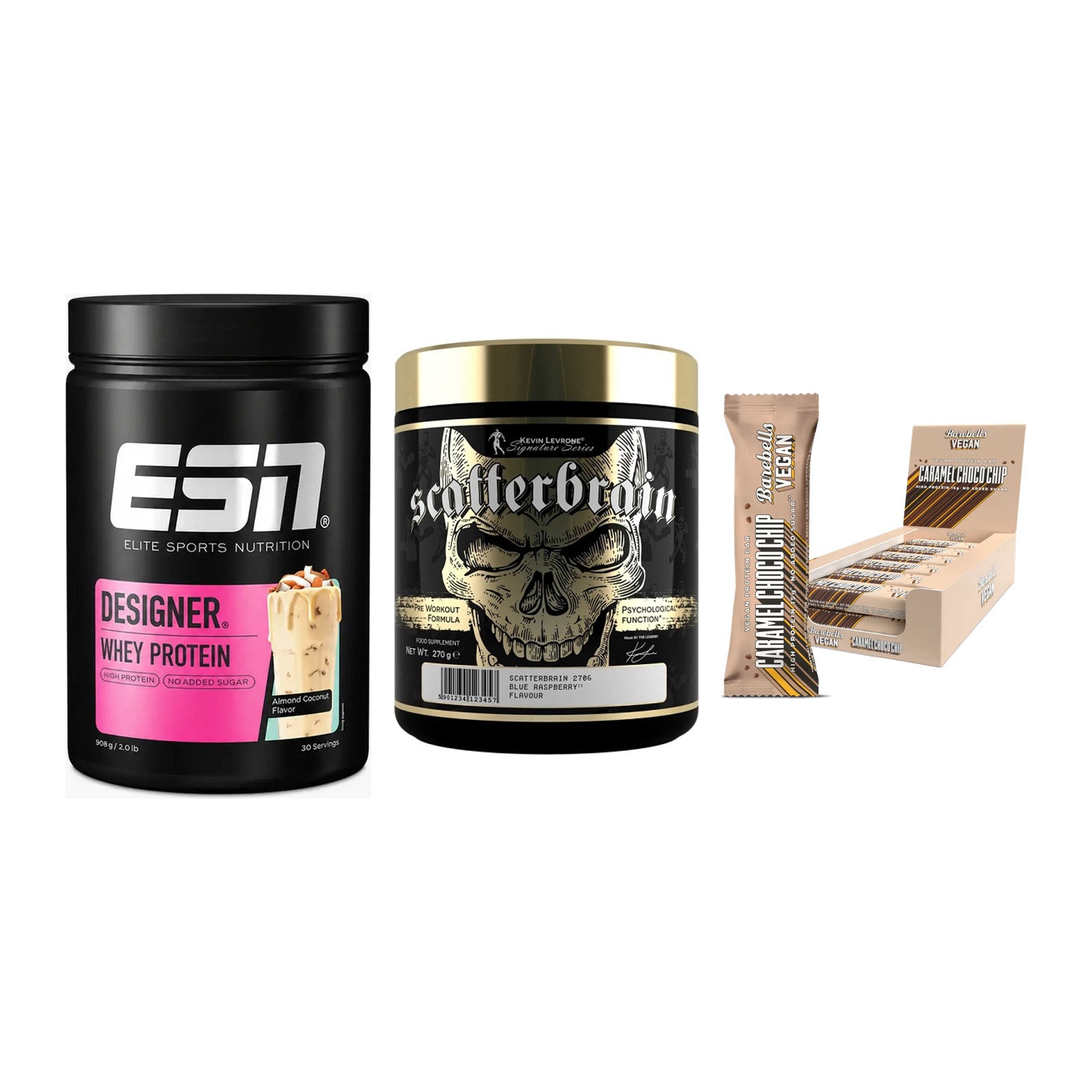 Home-Gym-Starter: ESN Designer + Kevin Levrone + 5× Barebells Vegan – alle enthaltenen Artikel