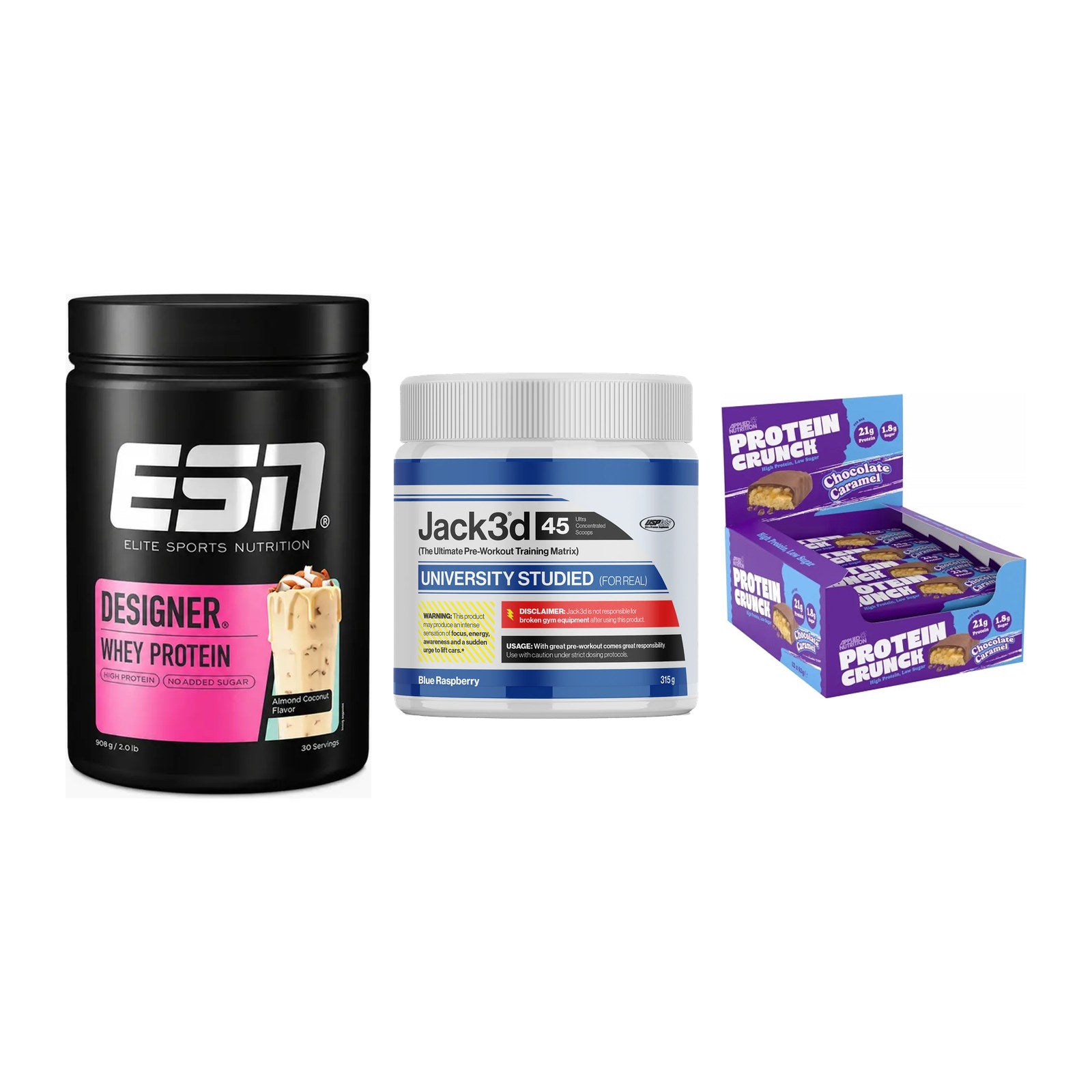 Home-Gym-Starter: ESN Designer + USP Labs Jack3d + 5× Applied Protein – alle enthaltenen Artikel