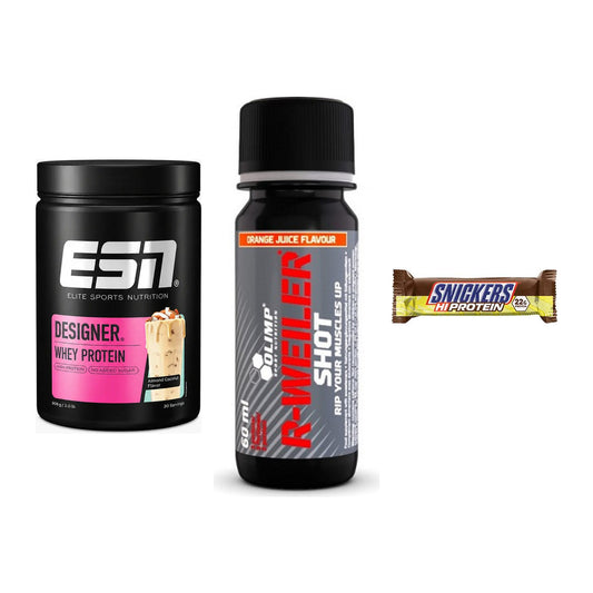 Home-Gym-Starter: ESN Designer + Olimp R-Weiler + 5× Snickers High – alle enthaltenen Artikel