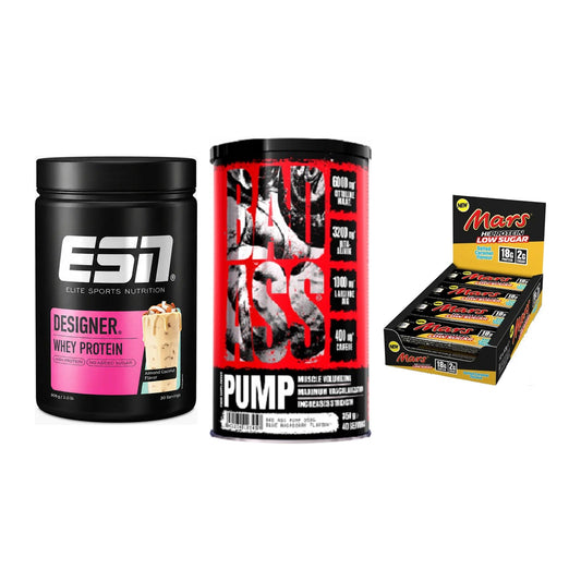 Home-Gym-Starter: ESN Designer + BAD ASS Pump + 5× Mars Low Sugar – alle enthaltenen Artikel