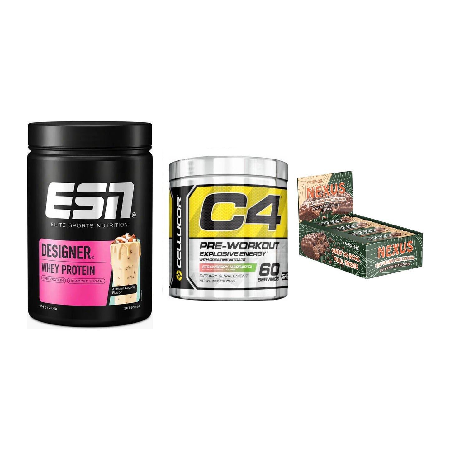 Home-Gym-Starter: ESN Designer + Cellucor C4 + 5× ProFuel Nexus – alle enthaltenen Artikel