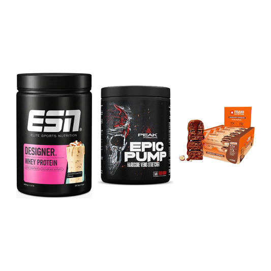Home-Gym-Starter: ESN Designer + Peak EPIC Pump + 5× MaxiNutrition – alle enthaltenen Artikel