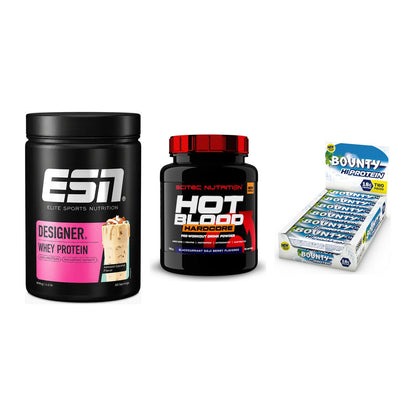Home-Gym-Starter: ESN Designer + Scitec Hot + 5× Bounty High – alle enthaltenen Artikel