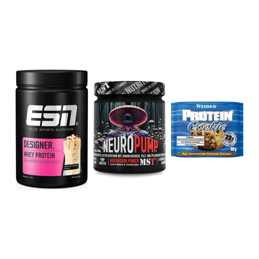 Home-Gym-Starter: ESN Designer + MST NeuroPump + 5× Weider Protein – alle enthaltenen Artikel
