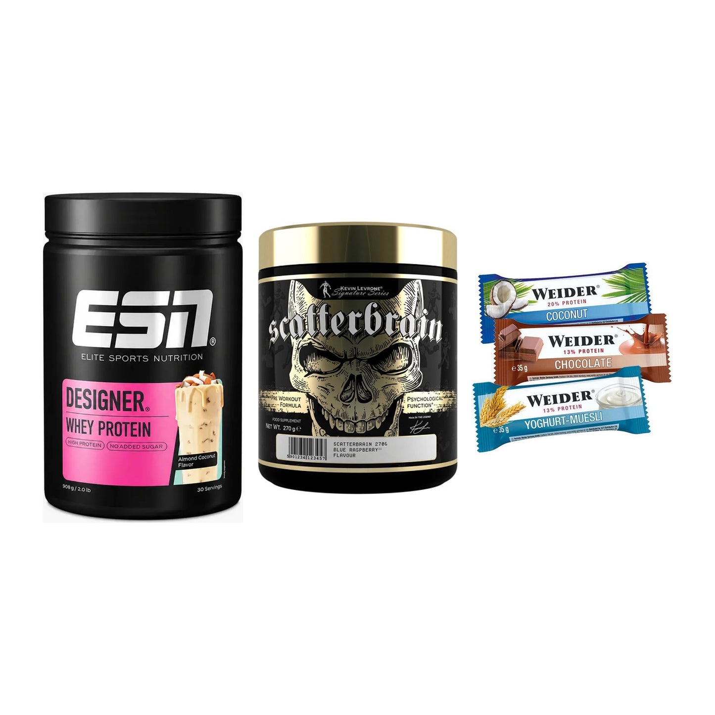 Home-Gym-Starter: ESN Designer + Kevin Levrone + 5× Weider BAR – alle enthaltenen Artikel