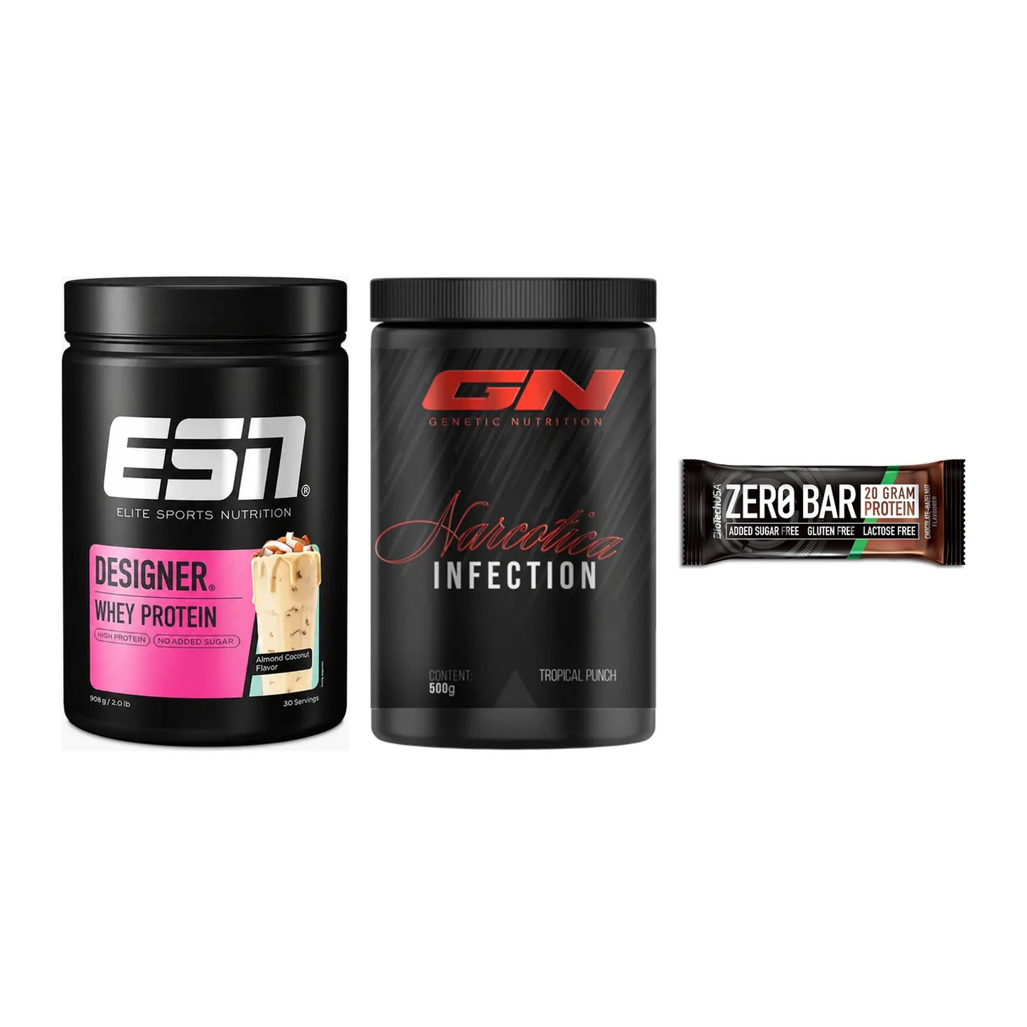Home-Gym-Starter: ESN Designer + GN Narcotica + 5× BioTech Zero – alle enthaltenen Artikel