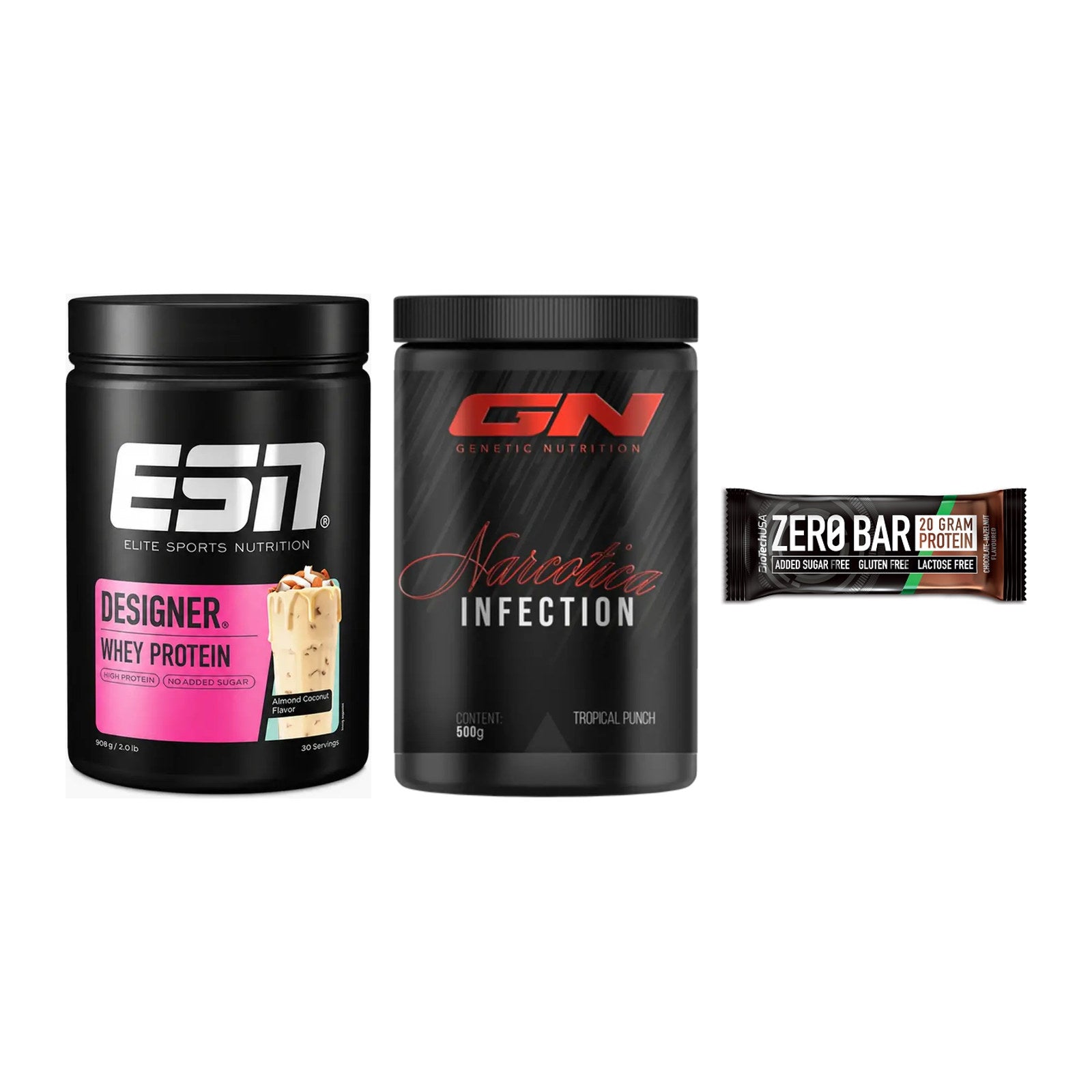 Home-Gym-Starter: ESN Designer + GN Narcotica + 5× BioTech Zero – alle enthaltenen Artikel