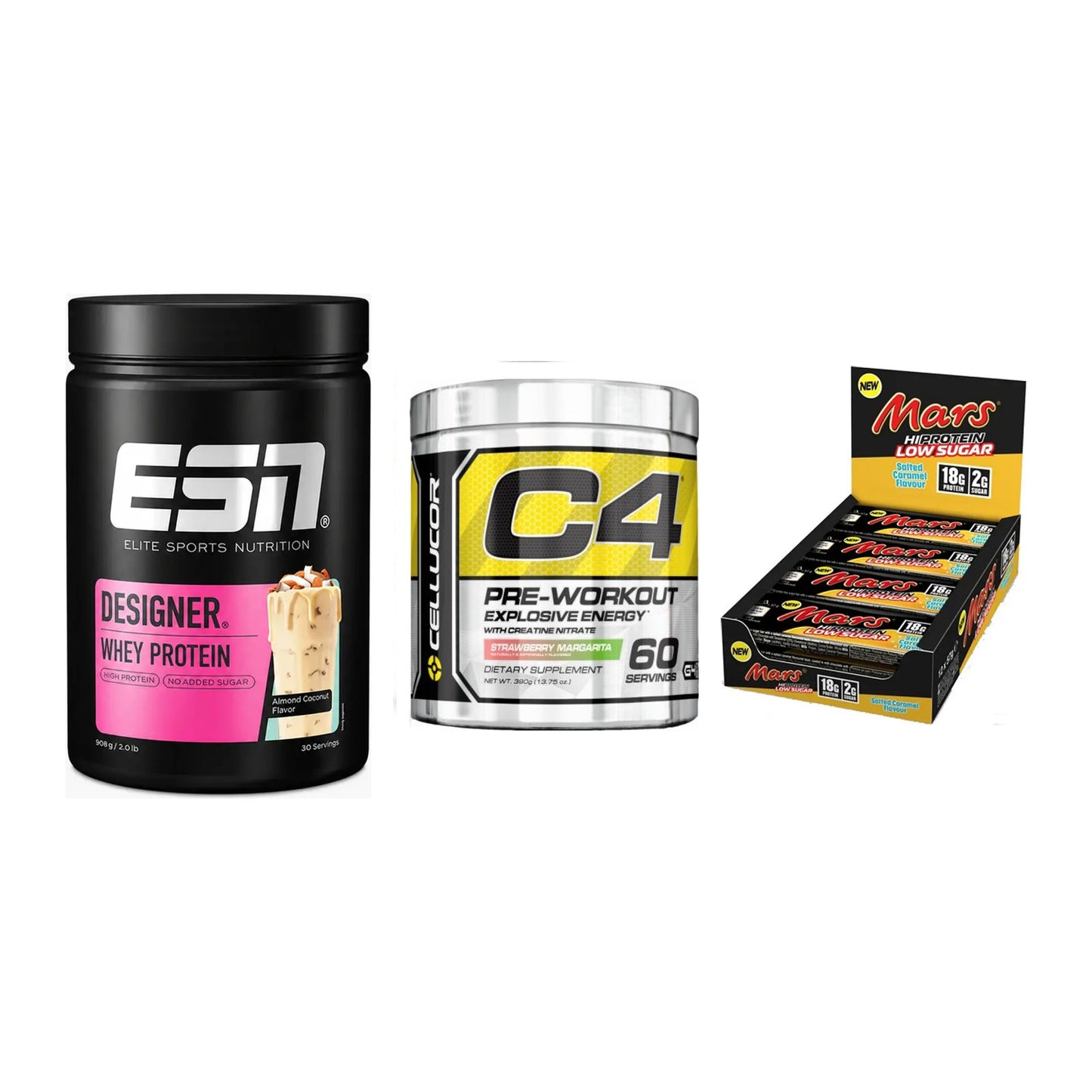 Home-Gym-Starter: ESN Designer + Cellucor C4 + 5× Mars Low Sugar – alle enthaltenen Artikel