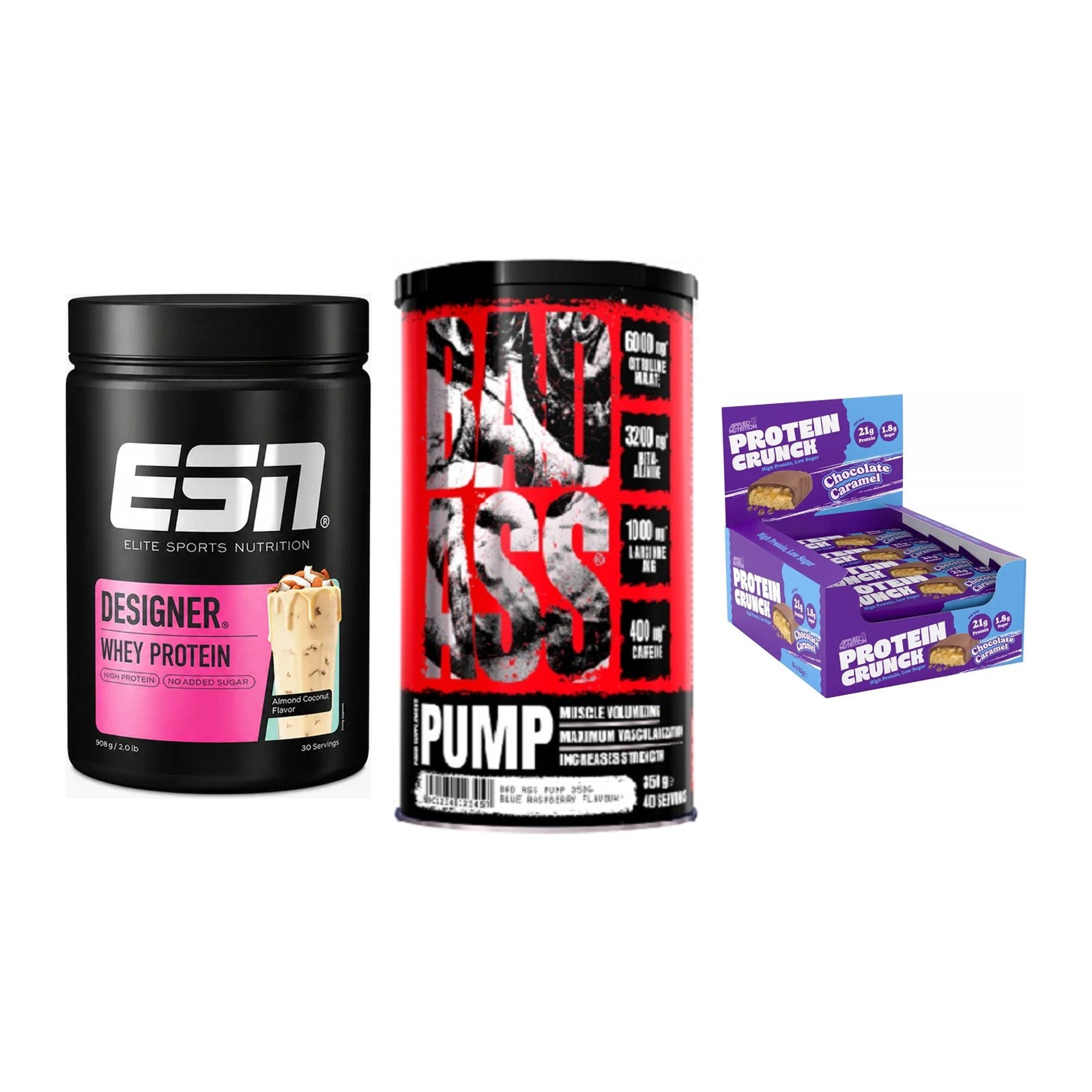 Home-Gym-Starter: ESN Designer + BAD ASS Pump + 5× Applied Protein – alle enthaltenen Artikel