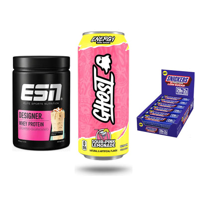 Home-Gym-Starter: ESN Designer + Ghost Energy + 5× Snickers LOW – alle enthaltenen Artikel