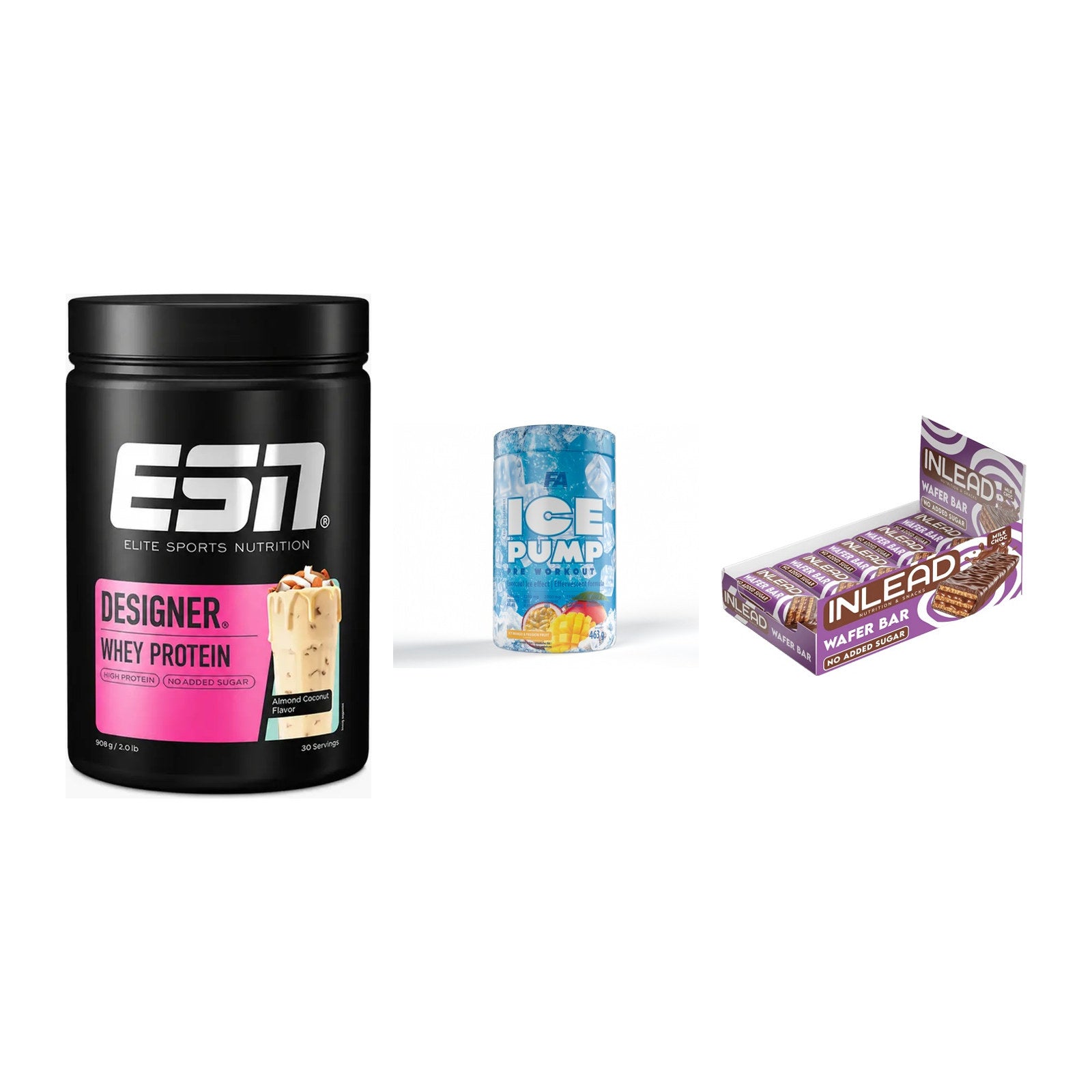 Home-Gym-Starter: ESN Designer + FA Nutrition + 5× INLEAD Wafer – alle enthaltenen Artikel
