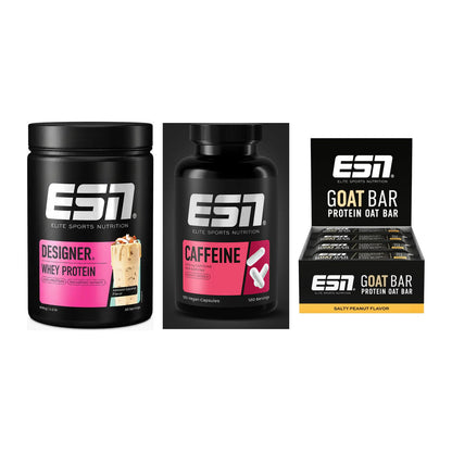Home-Gym-Starter: ESN Designer + ESN Caffeine + 5× ESN Goat Bar – alle enthaltenen Artikel
