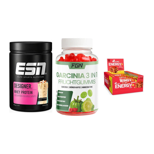 Home-Gym-Starter: ESN Designer + FGN Garcinia 60 + 5× Olimp Energy – alle enthaltenen Artikel